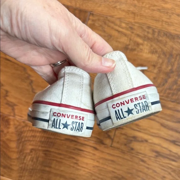 Converse All Star White Canvas Shoes with Red Trim - Picture 3 of 6